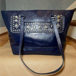 Patricia Nash Milana Leather Studded Tote with Crossbody Strap